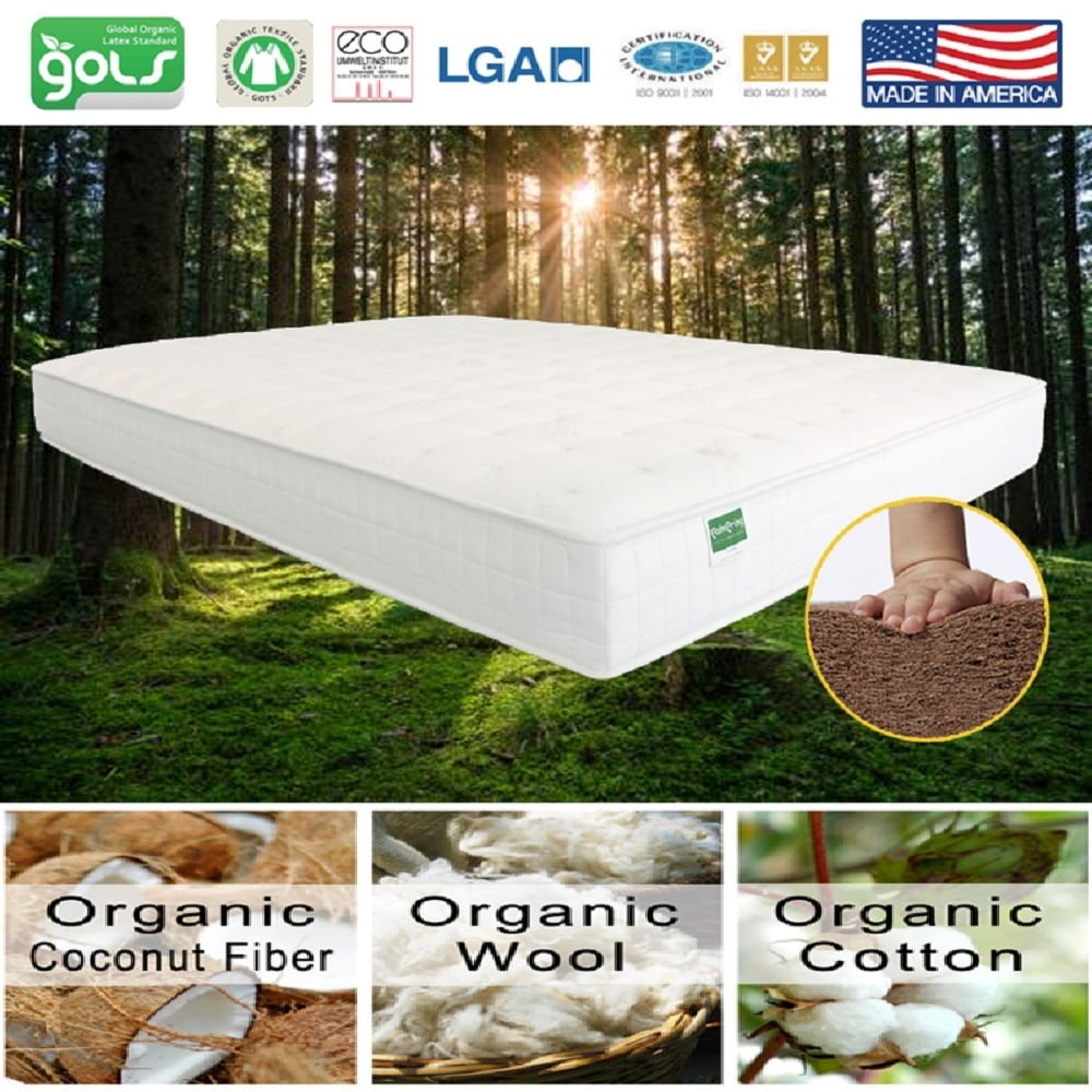 Palmpring Organic Cambay King Mattress - Organic Coconut Coir 6” Extra Firm 1 Layer Comfortable Sleep Bed Dust Free