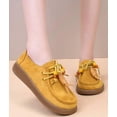 thumbnail image 2 of Shrysg Women's Vintage Faux Leather Beaded Lace Up Casual Shoes Soft Sole Round Toe Loafer Comfortable Slip On Walking Shoes for Daily Wear Yellow, 2 of 7