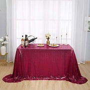 Kirsooku Red Sequin Tablecloth Glitter Sparkly Iridescent Shimmer for 50 X 50 Square Table Cloth Decorations for Birthday Party Supplies Event Wedding Table Covers Table Skirt Decor
