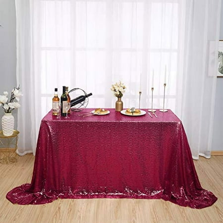 Kirsooku Red Sequin Tablecloth Glitter Sparkly Iridescent Shimmer for 50 X 50 Square Table Cloth Decorations for Birthday Party Supplies Event Wedding Table Covers Table Skirt Decor