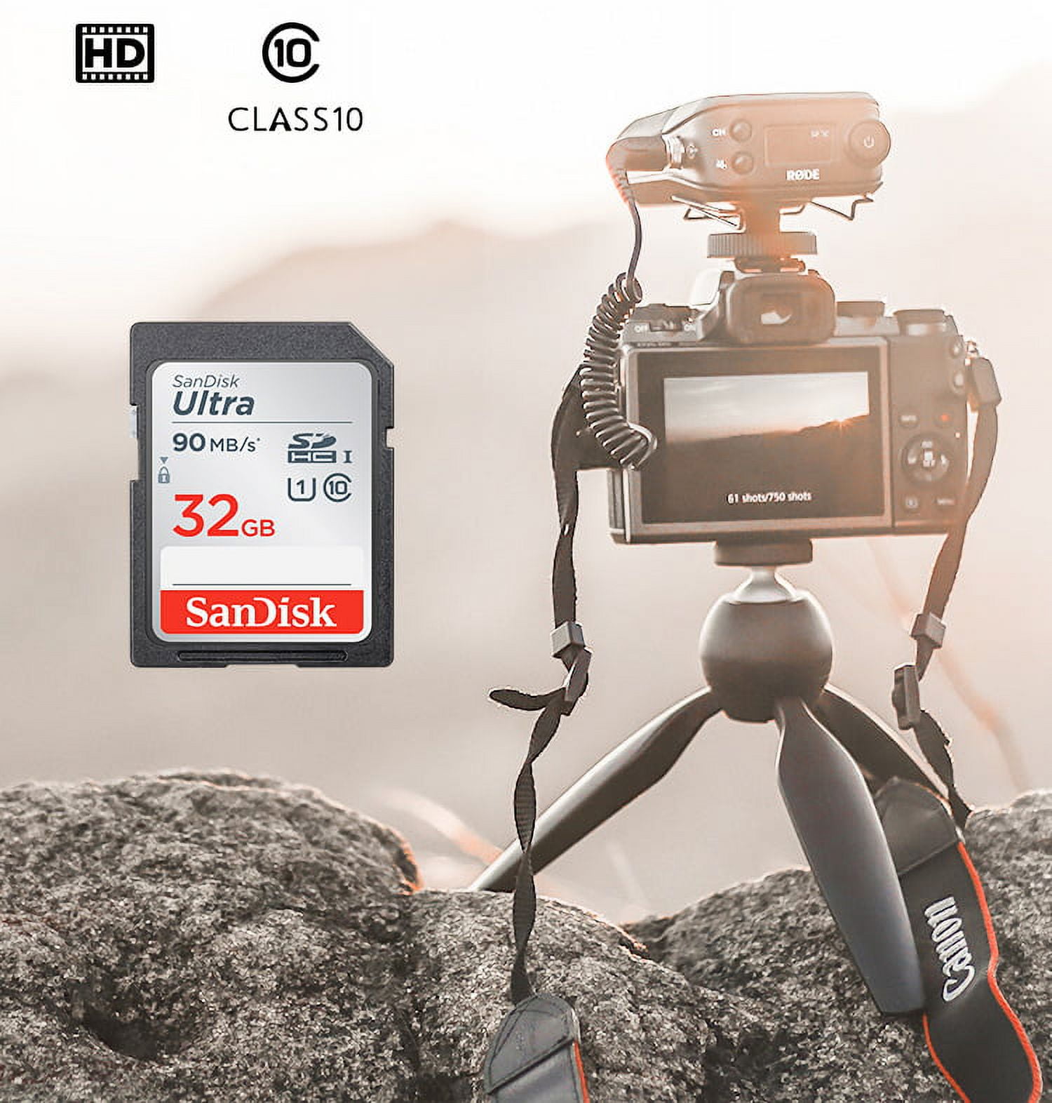 Sandisk 32GB 90Mb/S Ultra Class 10 UH-1 SDHC/SDXC Memory SD Cards