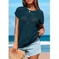 thumbnail image 6 of PRETTYGARDEN Womens Spring Tops Summer Shirts Crochet Cap Sleeve Sweater Pullover Cute Crew Neck Beach Cover Ups, 6 of 8