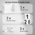 thumbnail image 4 of Neighborly Nook Wooden Block Calendar for Desk, Small Size Daily Desktop Perpetual Desk Calendar, Cute Date Display Desk Accessories for Home Office Decor, Teacher, Classroom, Reusable Yearly, White, 4 of 14