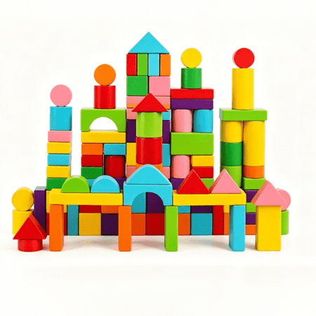 TGGPL Wooden Building Blocks 100-Piece Set of Sorting & Stacking Toys in 8 Colors and 11 Shapes Classic Toddler Toys for Girls & Boys Ages 2+