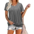 thumbnail image 6 of UAMVSH Womens T Shirts Short Sleeve Pleated Dressy Casual Scoop Neck Fashion Summer Tops Blouses, 6 of 7