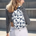 thumbnail image 7 of Balery Navy Blue Anchors Vintage Canvas Backpack for Men and Women - Large Capacity, Durable Travel Laptop Bag for School, Work, Hiking, and Outdoor Activities, 7 of 7