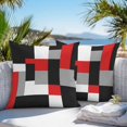 thumbnail image 3 of Throw Pillow Covers 18x18 Inch Set of 2, Red Black Grey Geometric Waterproof Outdoor Pillow Covers, Modern Abstract Art Luxury Decorative Cushion Pillowcases for Couch, Sofa, Bed, Garden, Patio, 3 of 9