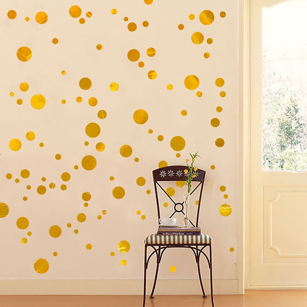 Gold Wall Decal Dots Easy to Peel Easy to Stick + Safe on Painted