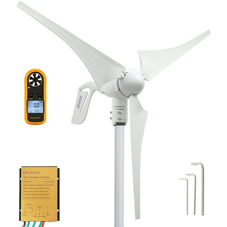 

Pikasola Wind Turbine Generator 400W 12V with 3 Blade 2.5m/s Low Wind Speed Starting Wind Turbines with Charge Controller Windmill for Home