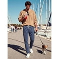 thumbnail image 4 of Wrongduck Men's Elastic Waist Cargo Jeans Stretch Denim Pants with Drawstring Relaxed Straight Fit Casual Streetwear Denim Trousers with Multiple Pockets, 4 of 6
