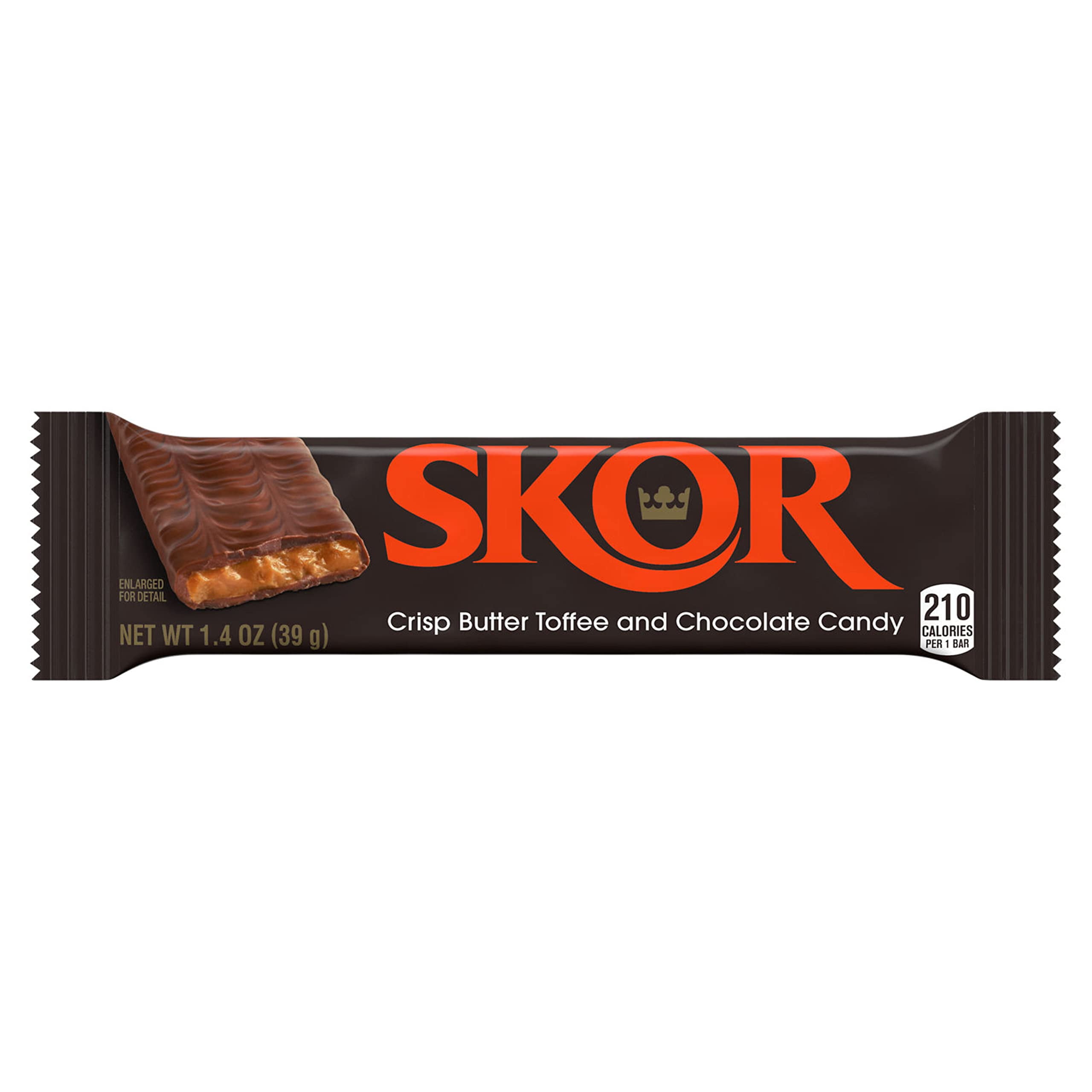 SKOR Milk Chocolate and Crisp Butter Toffee, Individually Wrapped, Gluten Free Candy Bars, 1.4 oz (18 Count)