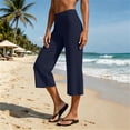 thumbnail image 2 of Edvintorg Womens Capris High Waisted Stretch Casual Straight Leg Workout Yoga Pants Women's Clothing Navy L, 2 of 6