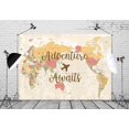 thumbnail image 2 of Fondo de aventura te espera Mapa del mundo retro La aventura comienza Viajes por el mundo Aviones Fondo de aventura te espera Fondo de cumpleaños Decoración de fiesta de baby shower Banner Accesorios, 2 of 4