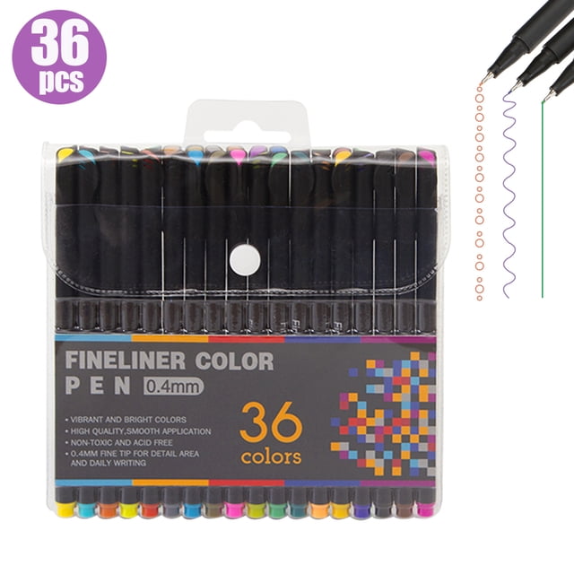 Amdohai 36 Bright Colors Fineliner Color Pen 0.4mm Fine Point Colored Pen Marker Set for Journaling