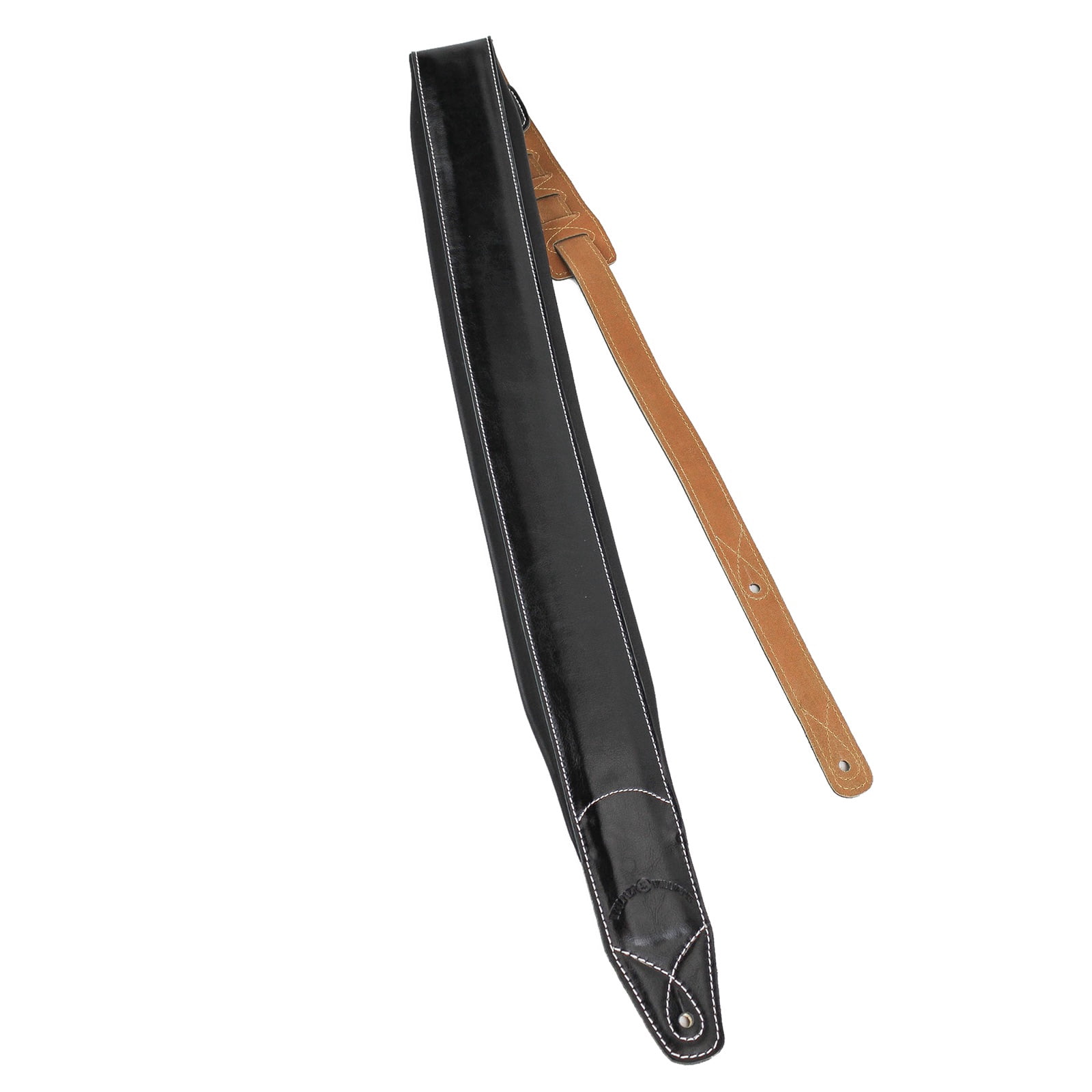 Walker & Williams C-22-XL Extra Long Double Padded Black Leather Guitar Strap up to 64"