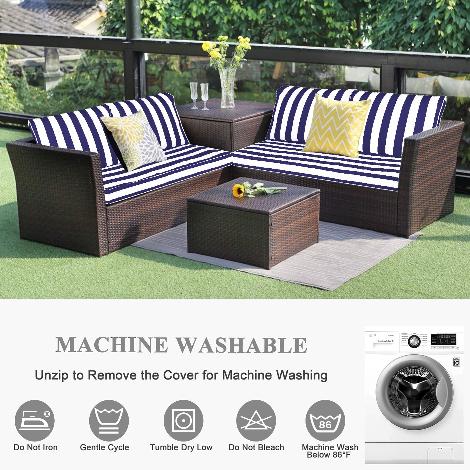 swing Outdoor Loveseat Cushion Set 48 x 24 inch,Waterproof Weather & Fade Resistant Seat and Backrest Cushion Set for Couch, Swing, Bench