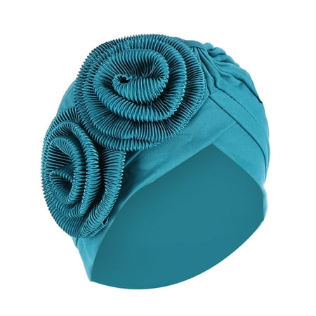

Dadaria Turbans for Women Head Wraps Women Solid Floral Hat Ruffle Cancer Chemo Hat Beanie Wrap Cap Green Women