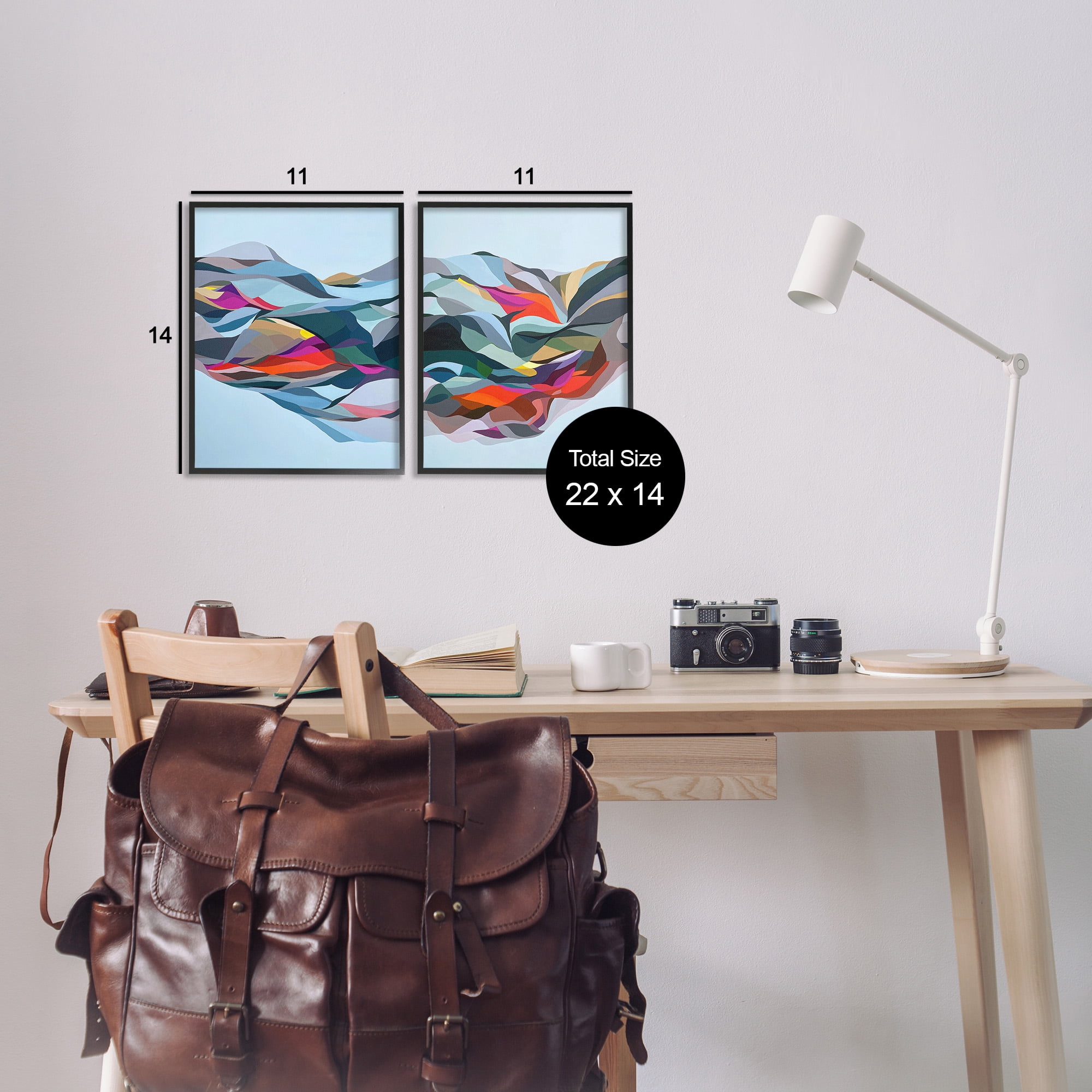 Stupell Industries Patterned Mountain Abstraction Abstract Painting Black Framed Art Print Wall Art, 11 x 14, Set of 2