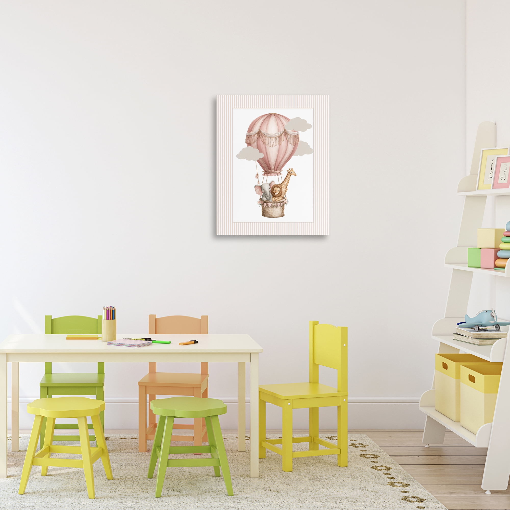 Stupell Industries Hot Air Balloon Animals Pink Canvas Wall Art, design by Christine Simpson Art