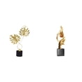thumbnail image 1 of Estatua de hoja, figura de arte abstracto, escultura de resina, obra de arte creativa, material de hierro y madera, ideal para regalar o decorar el ho, 1 of 8