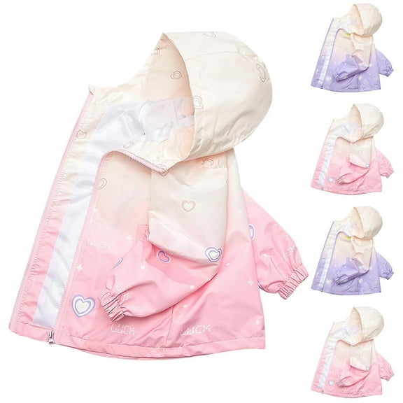 Boys Girls Outdoor Jacket for Toddler Kids 3-15Years Unisex Children Casual Loose Long Sleeve Hooded Full Zipper Lightweight Jacket Windbreaker with Pockets Purple 7 Years