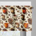 thumbnail image 5 of Ambesonne Coffee Valance & Curtain 3 Pcs Set, Mugs Cups and Beans Print, 55"x45", Amber Brown and Beige, 5 of 7