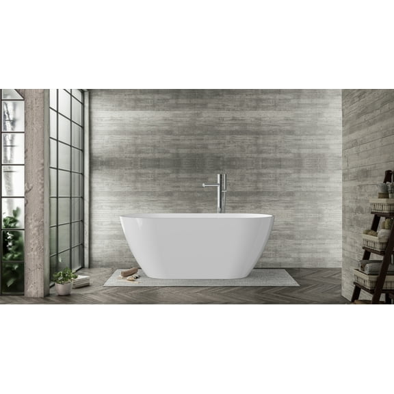 67 in. Acrylic Flatbottom Freestanding Soaking Bathtub in Glossy White