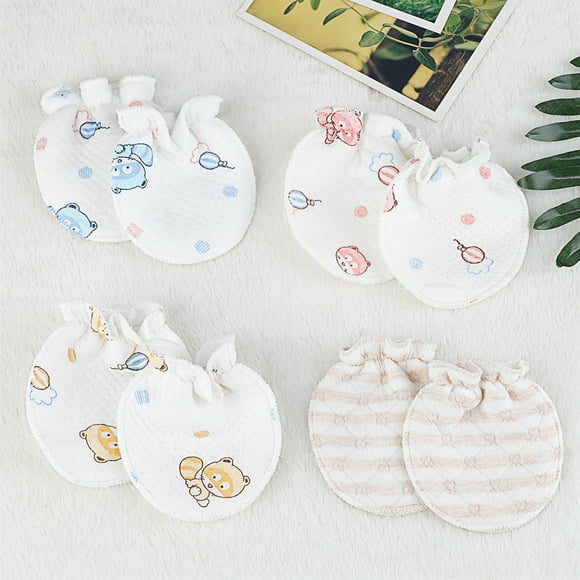 4 Pairs Baby Gloves Cotton Unisex Newborn Mittens Set 0-6 Months for Infant Toddler Baby Boys and Girls