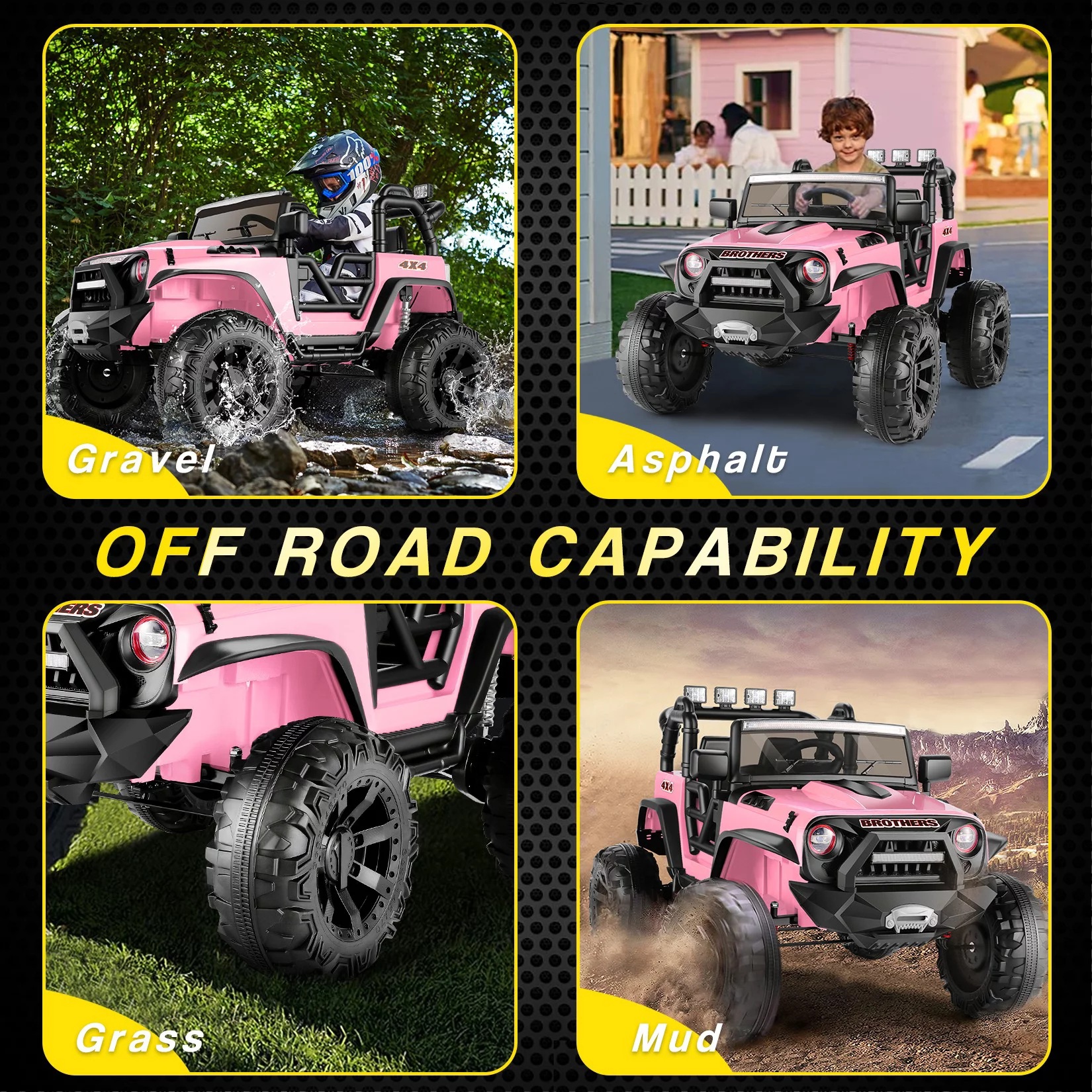 Funcid 2-Seater 24 Volt Ride on Toys, 9AH Battery Powered Riding Toy Car with 2x200W Motor, Parent Remote Control, Spring Suspension, Large Wheels, 3 Speeds, LED Lights, Bluetooth Music, Black