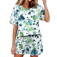 thumbnail image 3 of TaTaai Women Fashion Casual Printed Loungewear Set Crew Neck Short Sleeve Top & Pants Loose Fit Lightweight Breathable Soft Fabric Machine Washable No Fading Home Daily Wear Gift, 3 of 7