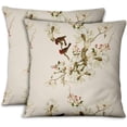 thumbnail image 1 of S4Sassy Pink Cotton Poplin Bird & Magnolia Pillow Case Sofa Cushion Cover Sofa Waist Throw Home Decor 2Pcs-12 x 12, 1 of 5