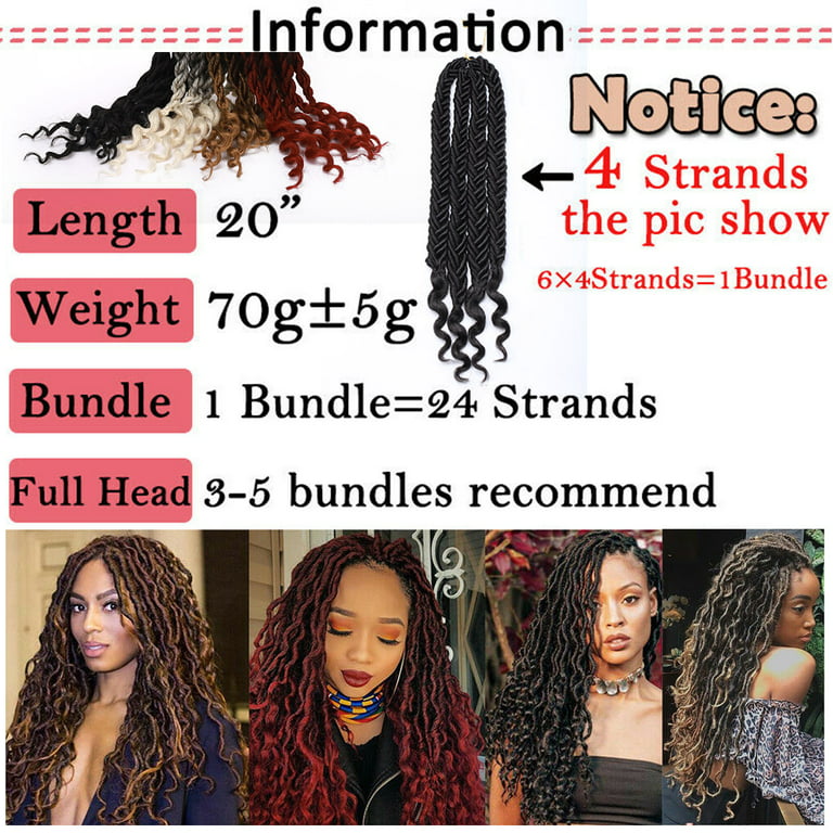 Locs Ombre Crochet Hair, Goddess Faux Locs Crochet hair for Women,Synthetic  Braiding Hair Extensions