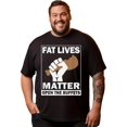 thumbnail image 1 of Men's 100% Cotton T-Shirt - Funny Satire Humor Graphic Tee with " LIVES OPEN THE BUFFETS" Slogan & Fist Design, Loose Fit Casual Shirt for Labor Gifts, Comfortable Daily Wear, 1 of 5