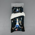thumbnail image 2 of Alice in Wonderland Duvet Cover Set, Grown Giant Girl Sitting Flying Cards and Rose Checkered Cartoon, Bedding Set with Shams and Fitted Sheet, 3 Sizes, by Ambesonne, 2 of 3