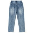 thumbnail image 2 of KIDSCOOL SPACE Girls/Boys Frayed Edge Elastic Band Inside Washed Ripped Slim Jeans,Blue,10-11 Years, 2 of 7
