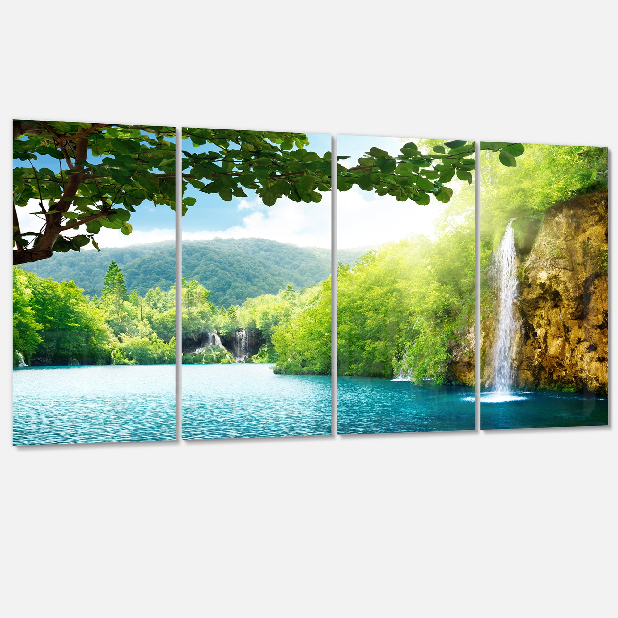 Designart 'Waterfall in Deep Forest ' Landscape Photography Canvas Art Print