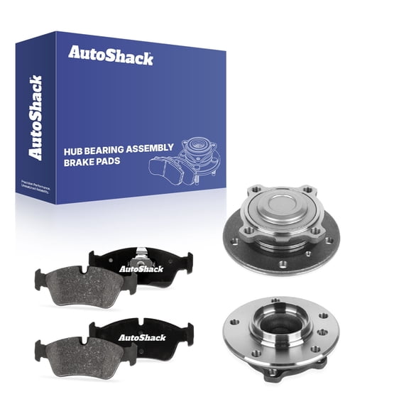AutoShack Front Ceramic Brake Pads   Wheel Hub Bearing Assemblies with ABS Replacement for 2006 BMW 325Ci 6-PC Kit