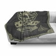 thumbnail image 3 of Skull Soft Flannel Fleece Throw Blanket, Vector Skeleton Poker Cards Play Game Scary Horror Image Crown and Heart, Cozy Plush for Indoor and Outdoor Use, 60" x 80", Dark Grey Tan Beige, by Ambesonne, 3 of 6