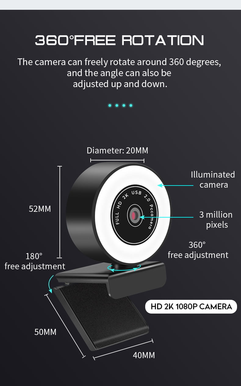 1080P HD Mini USB 2.0 Webcam with Built-in Audio Microphone