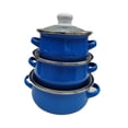 thumbnail image 2 of WeiLaiKeQi 3 Pieces Enamel Cooking Pots Stew Bean Simmer Pot Kitchen Household Cookware dark blue, 2 of 9