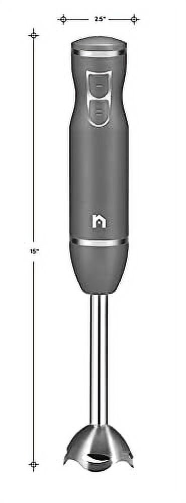 New House Kitchen Immersion Hand Blender 2 Speed Stick Mixer with Stainless Steel Shaft & Blade, 300 Watts Easily Food, Mixes Sauces, Purees Soups, Smoothies, and Dips, Silver (NH19-RBR-S-SILVER)