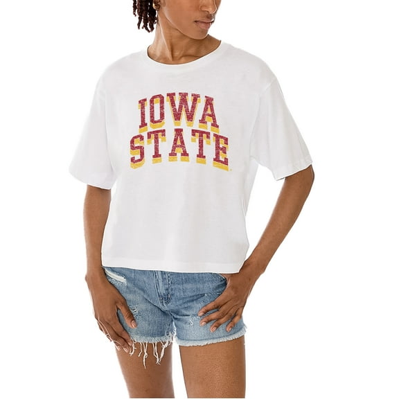Women's Gameday Couture White Iowa State Cyclones Claim To Fame Boxy Cropped T-Shirt
