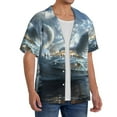 thumbnail image 2 of Fotbe Fantasy Swan Yacht Design Camisa Estampada de Manga Corta para Hombre, Casual de Verano, Estilo Playero, Sin Arrugas-Large, 2 of 5