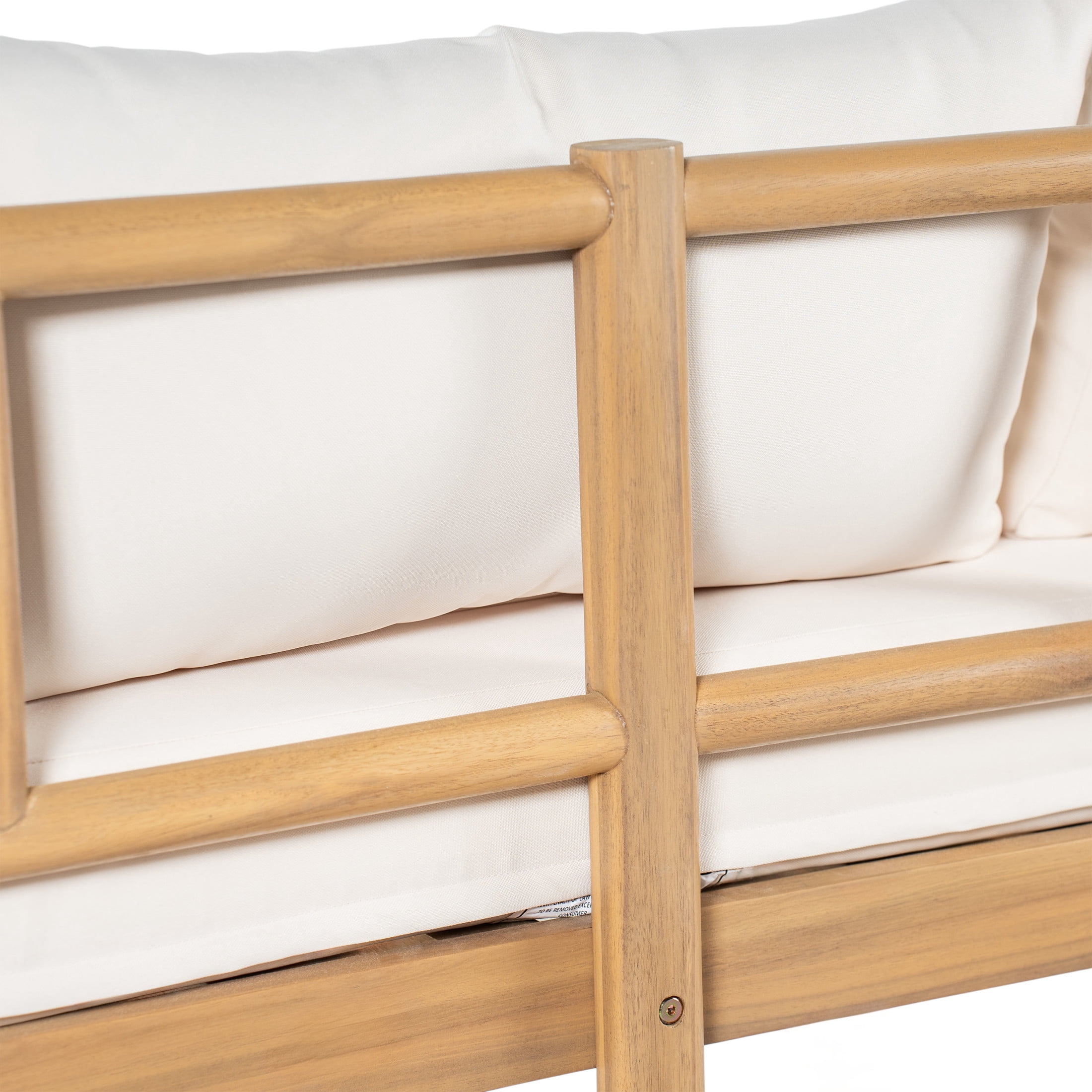 Christopher Knight Home Modern 3-Seater Outdoor Sofa, Patio Bench with Rope Woven Arms, Beige Cushions