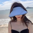 thumbnail image 4 of 55-60cm hat circumference adjustable summer outdoor anti-ultraviolet empty top hat female sunshade big brim sunscreen hat - Sky blue, 4 of 5