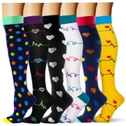 Breslatte Compression Socks for Women Nurses Compression Stockings Womens Nurse Support Socks 20-30 mmhg Knee High 6pair L/XL