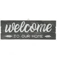 Way To Celebrate Decorative Wall Art, Welcome to Our Home, 23" x 8"