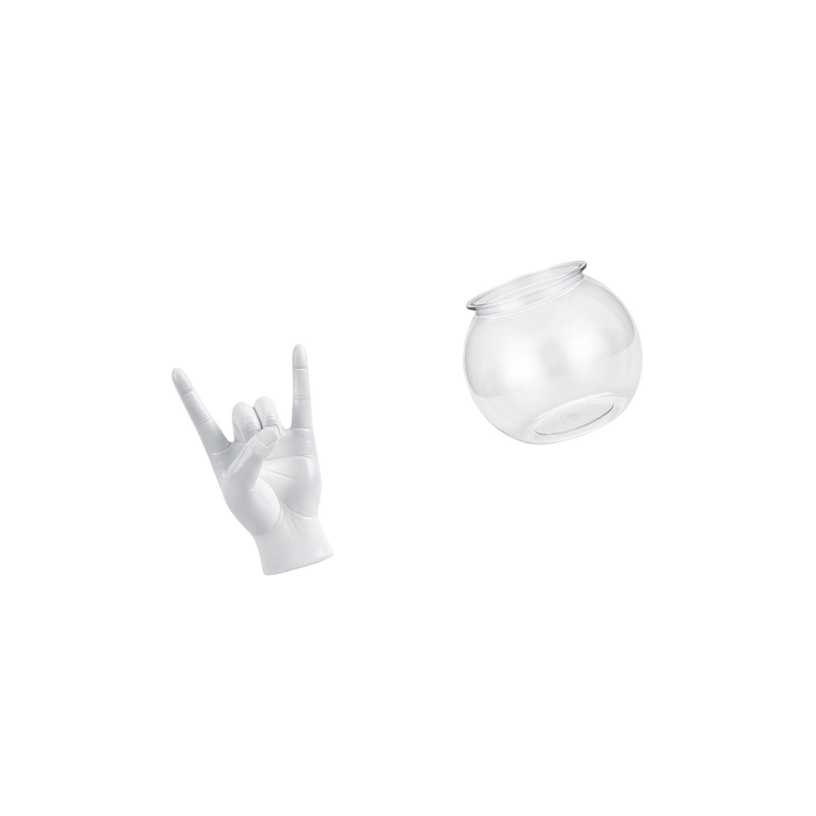 Rock Gesture Statue Desktop Aquarium Tank Transparent Small Fish Bowl Resin Material for Home Office Decor