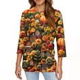 thumbnail image 4 of WTOBBY Women's Halloween Print Tee: Bats Pumpkins Witches Design 3/4 Sleeve Round Neck Casual T-Shirt Top for Fall Festive Daily Wear,Fluorescent Green 2XL, 4 of 4