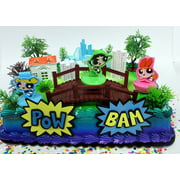 Angle View: Cake Toppers Powerpuff Girls Birthday Set Featuring Figures and Decorative Accessories